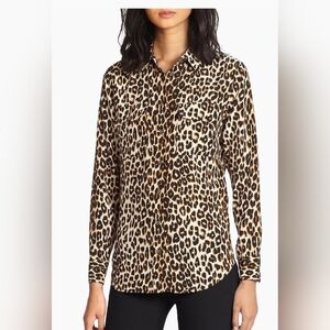 Equipment Leopard-Print Silk Button-Down Shirt in Black, Brown, Cream
